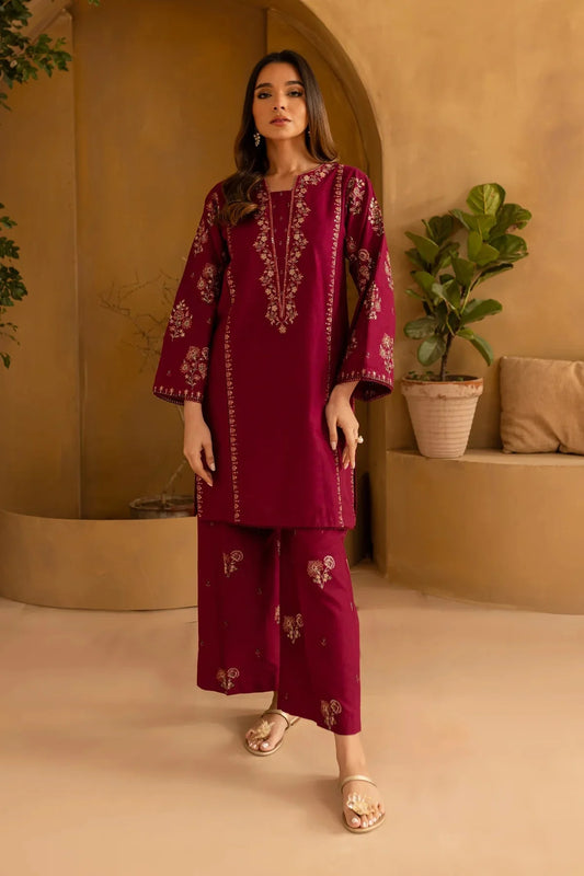 Batik 2 piece lawn embroidered shirt with lawn embroidered trouser for women