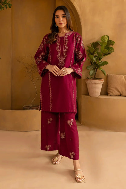 Batik 2 piece lawn embroidered shirt with lawn embroidered trouser for women