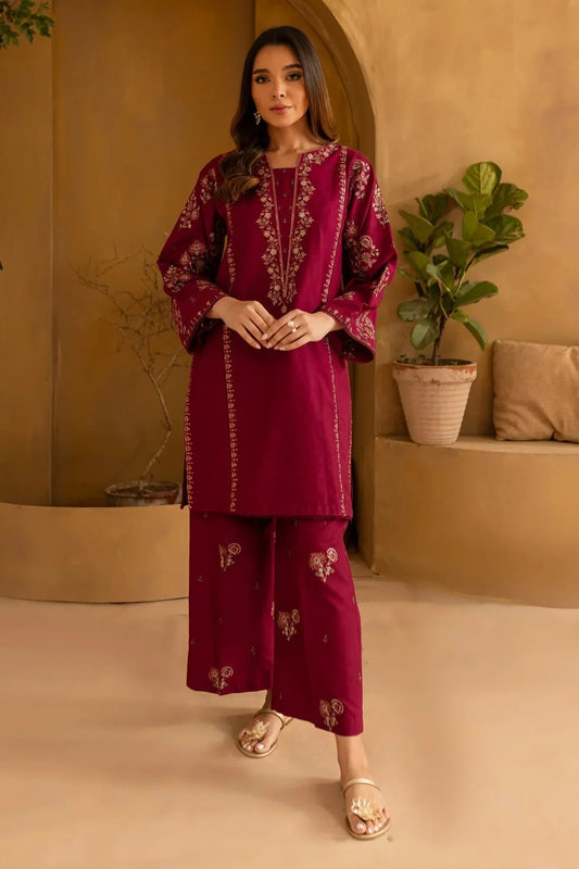 Batik 2 piece lawn embroidered shirt with lawn embroidered trouser for women
