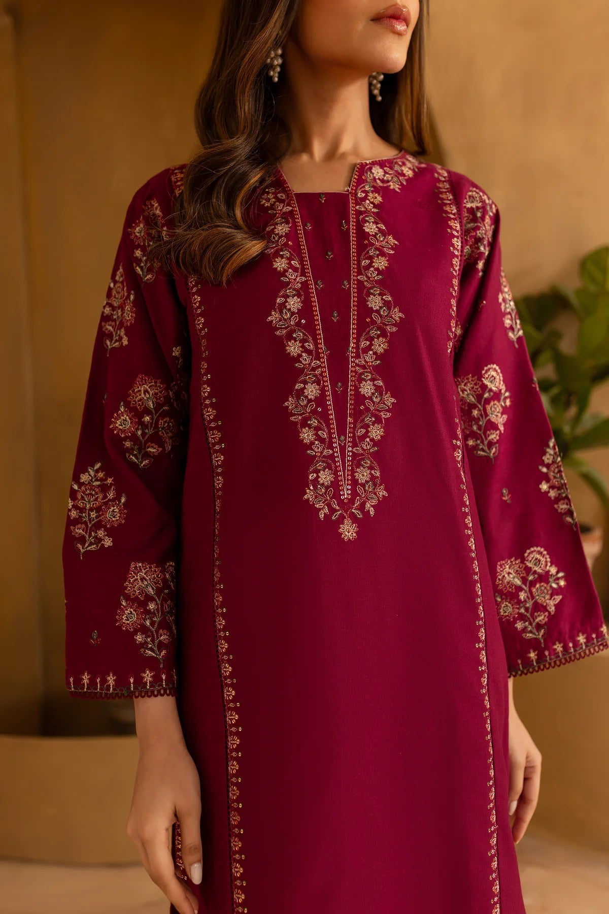 Batik 2 piece lawn embroidered shirt with lawn embroidered trouser for women