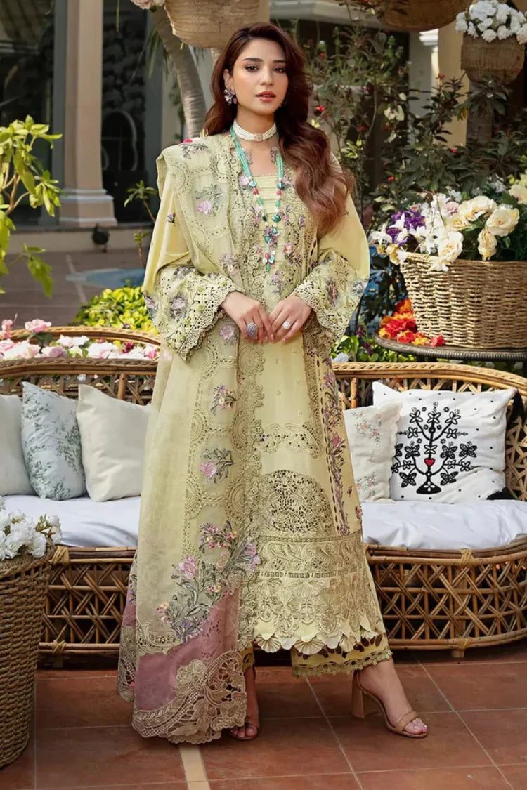Elaf 3 piece lawn chikankari embroidered suit with khaadi net embroidered ready to wear dupatta and embroidered trouser unstitched dress for women