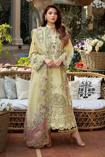 Elaf 3 piece lawn chikankari embroidered suit with khaadi net embroidered ready to wear dupatta and embroidered trouser unstitched dress for women
