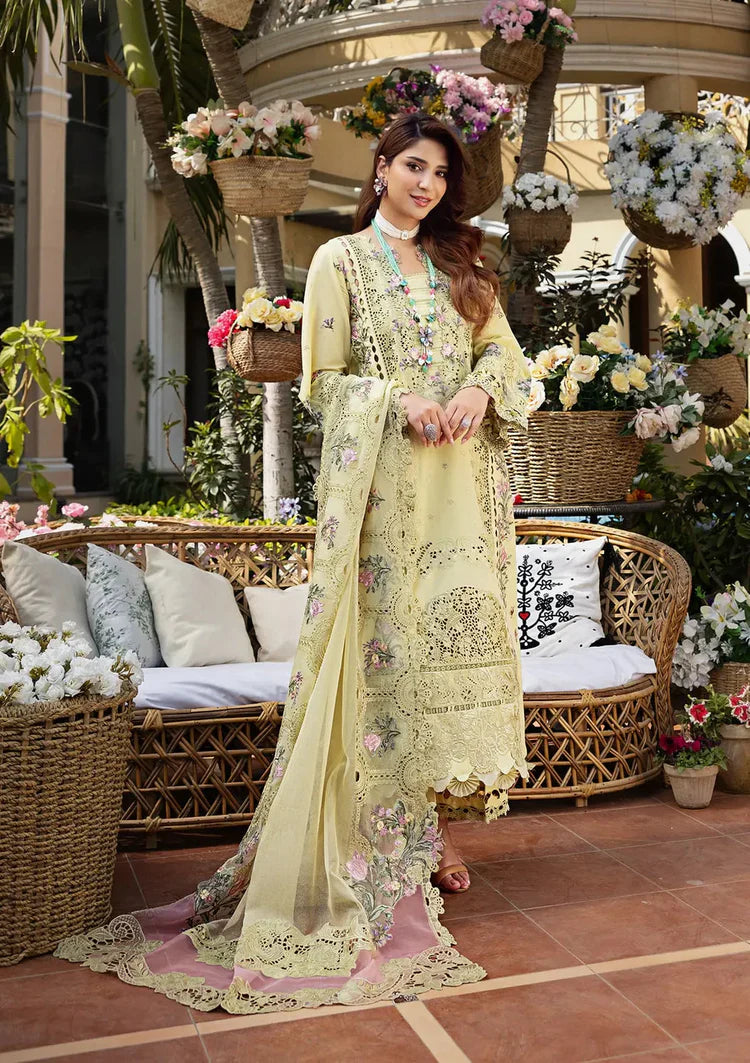 Elaf 3 piece lawn chikankari embroidered suit with khaadi net embroidered ready to wear dupatta and embroidered trouser unstitched dress for women