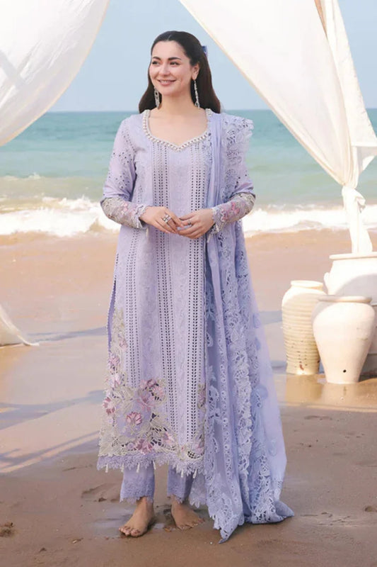 Imrozia 3 piece lawn chikankari embroidered suit with khaddi net embroidered ready to wear dupatta and embroidered trouser unstitched dress for women